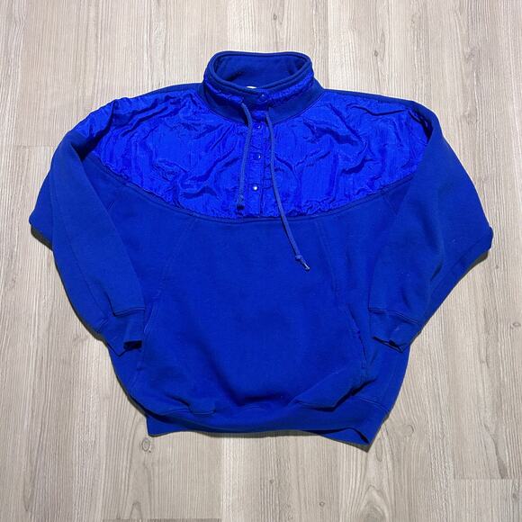 Vintage 90's White Stag Retro Blue Snap Pullover Sweatshirt Jacket Sz Medium M - Picture 1 of 5